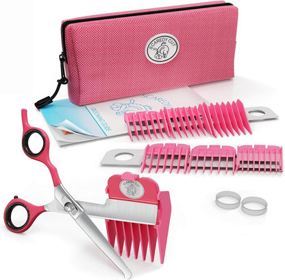 Silent Pet Grooming Kit for Dog, Cat and All Pet Grooming - A Quiet Alternative to Electric Clippers for Sensitive Pets (Left-Handed Pink)