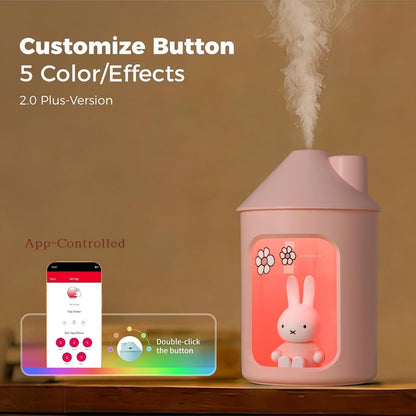 x Miffy 2.0 Humidifier, Smart App Control RGB LED Night Light, Dual Spray Ultrasonic Cool Mist Humidifier, 500ml Portable Quiet Humidifier for Bedroom Office Nursery,Pink Ideal Gift