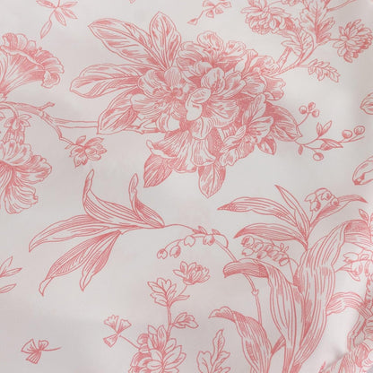 10 Pack Polyester Folding Chair Covers – White Pink French Toile Pattern, Reusable Stain-Resistant Slip-On Slipcovers