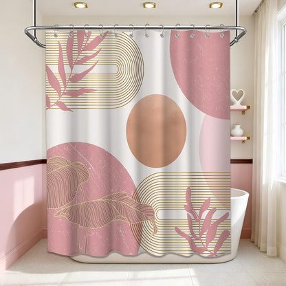 Blush Pink Shower Curtain, Light Pink and White, 70 x 72 Inch