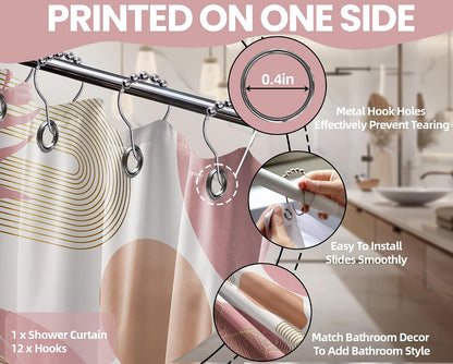 Blush Pink Shower Curtain, Light Pink and White, 70 x 72 Inch