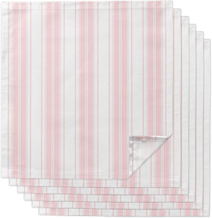 Pink Striped Cloth Napkins Set of 6, Holiday Napkins for Baby Shower, Modern Thin Line Vertical Stripes Washable Reusable Dinner Napkin for Cocktail Wedding Party, 20 x 20 Inch