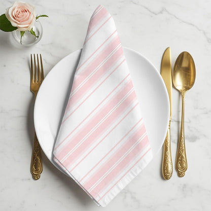 Pink Striped Cloth Napkins Set of 6, Holiday Napkins for Baby Shower, Modern Thin Line Vertical Stripes Washable Reusable Dinner Napkin for Cocktail Wedding Party, 20 x 20 Inch