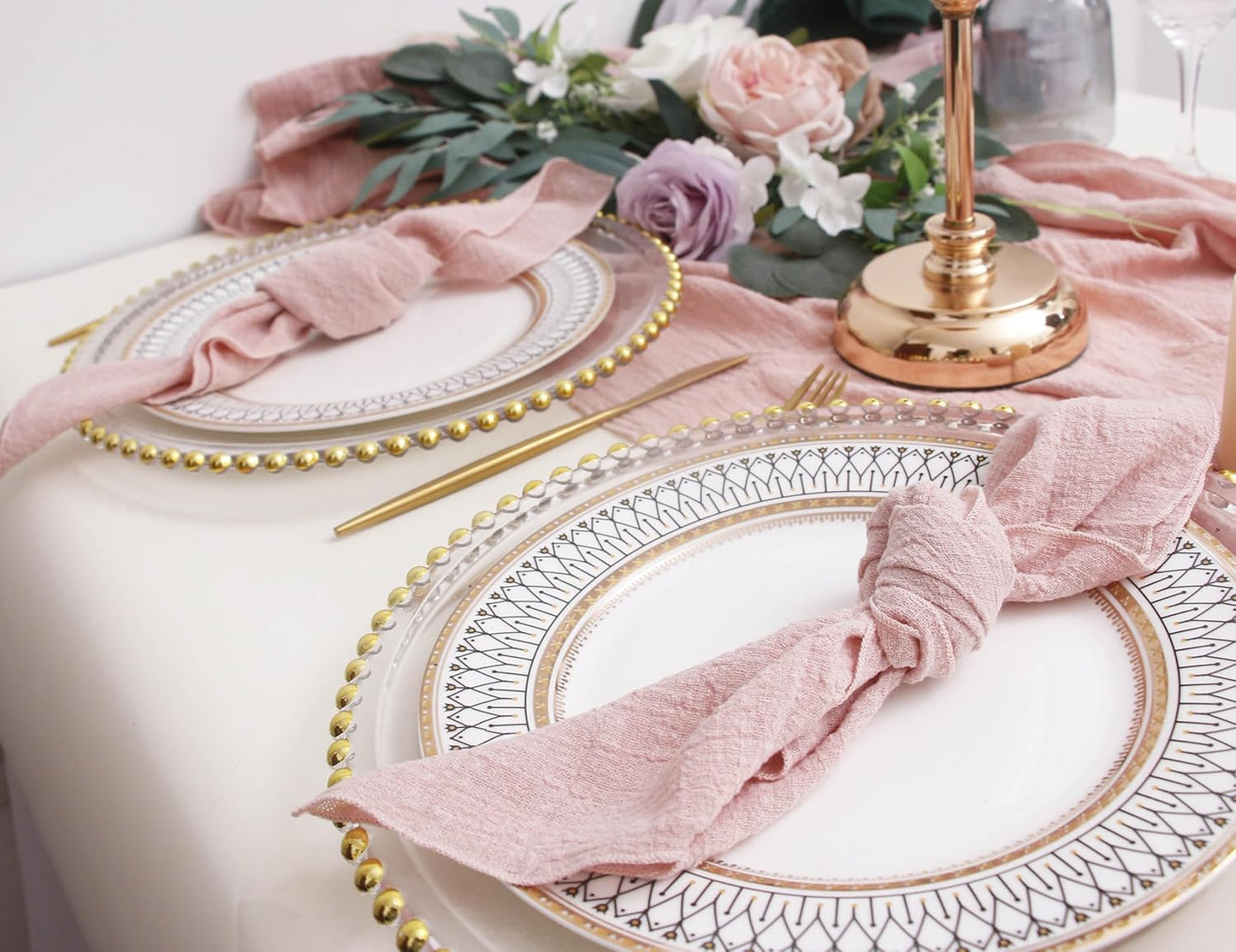 Dinner Cloth Napkins Set of 10,Gauze Napkins 100% Soft Cotton,Washable Spring Easter Cloth Napkins for Wedding Decorative Bridal Shower Family Everyday Use,40 * 40cm (16 * 16 inches),Dusty Pink