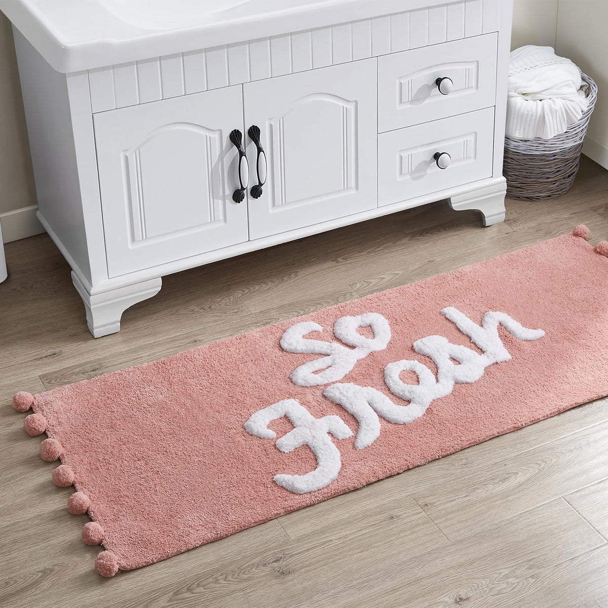 Bath Rug – Ultra Plush Pom Pom Pile – Extra-Long Runner Style for Large Bathrooms, 24" x 60"