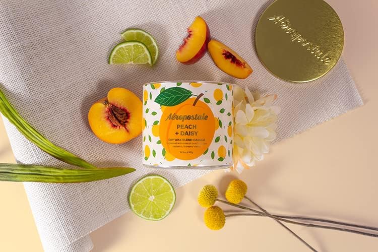 Candle Scented Candles, Peach + Daisy Soy Candle