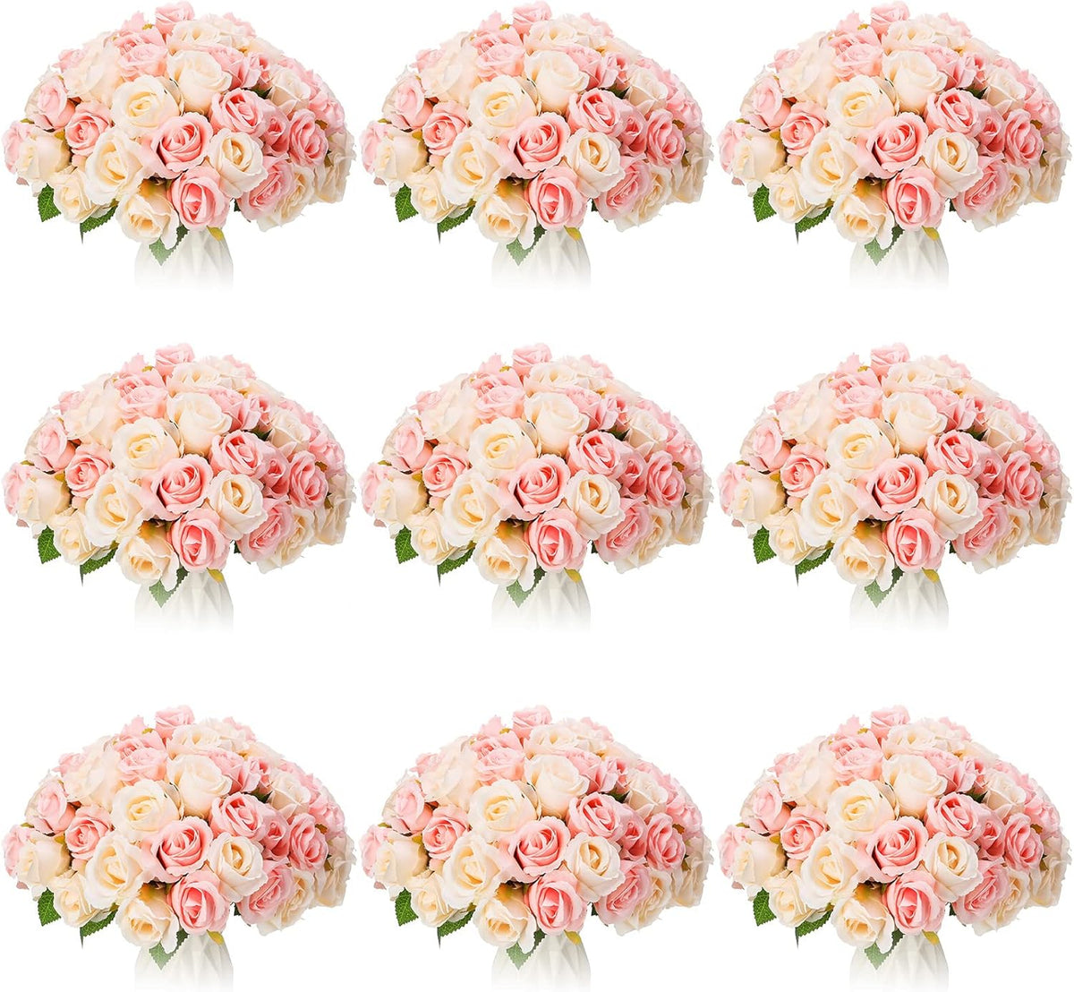 120 Pcs Artificial Rose Flowers Silk Bulk Wedding,Pink and White