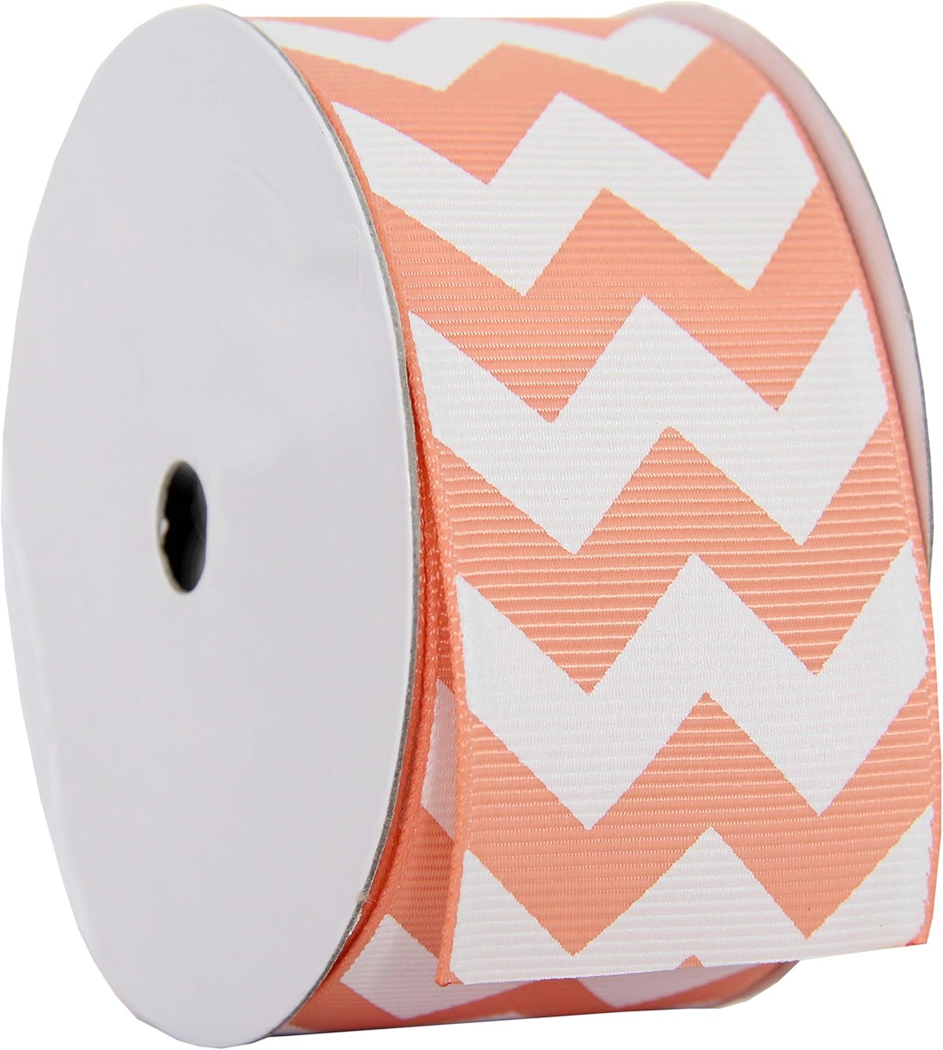 Peach Grosgrain Chevron Ribbon - 1 1/2" x 5 yd | Chevron-striped grosgrain ribbon - perfect for bows, hair clips, gift wrapping & DIY decorations