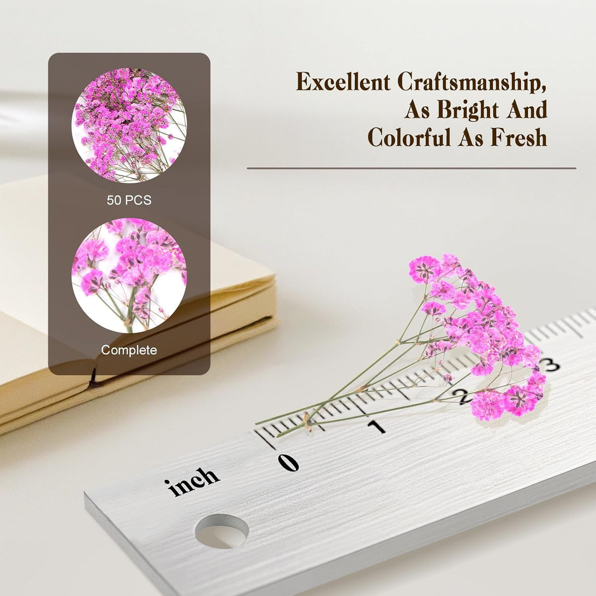 50 Pcs Baby's Breath Real Natural Dried Pressed Flowers for Wedding DIY Crafts Home Decor Resin Art Card Making Vase Arrangements ( Pink)