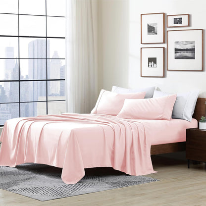 Essentials Ultra Soft Hypoallergenic Wrinkle Resistant Double Brushed Microfiber Bedding Sheet Set, Blush,3 pcs Twin