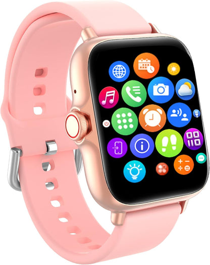 Smart Watch, 1.83" Upgraded Full Touchscreen Smartwatch for Android iPhones with Multiple Sports Fitness Tracker with Smart Watches for Women Men (Pink)