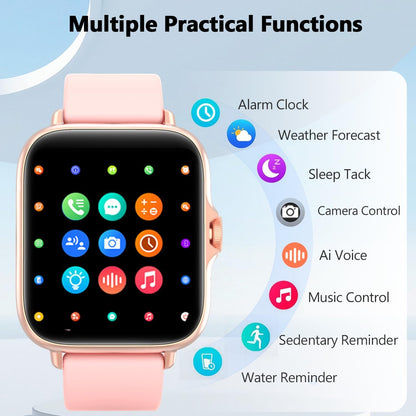 Smart Watch, 1.83" Upgraded Full Touchscreen Smartwatch for Android iPhones with Multiple Sports Fitness Tracker with Smart Watches for Women Men (Pink)