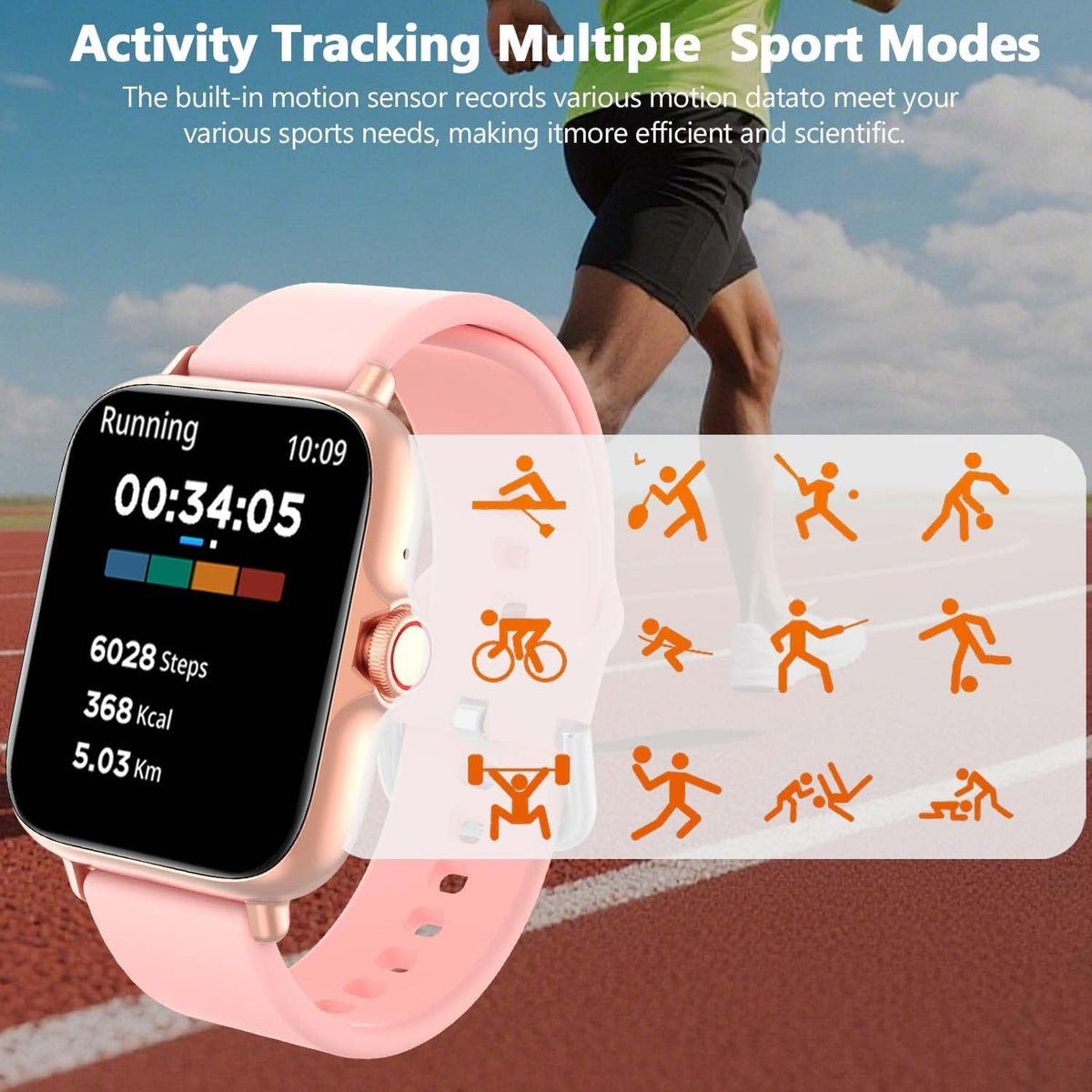 Smart Watch, 1.83" Upgraded Full Touchscreen Smartwatch for Android iPhones with Multiple Sports Fitness Tracker with Smart Watches for Women Men (Pink)