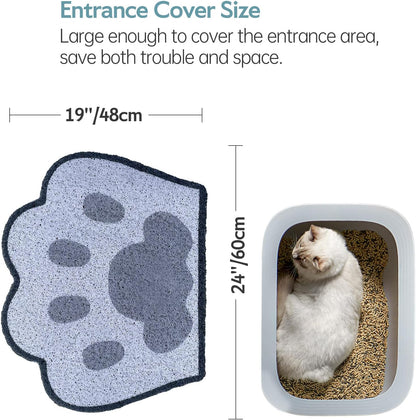 Cute Cat Litter Mat 24”x19”, Litter Box Mat, Litter Trapping Mat, Soft on Kitty Paws, Easy Clean, Anti Slip, Pet Accessories, Door Floor mats - Black Pink