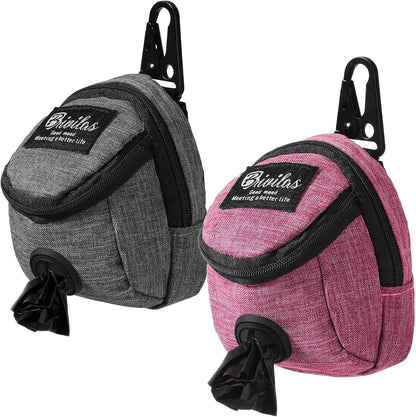 2 Pieces Dog Treat Pouch Pet Dog Poop Holder, Pink,Grey