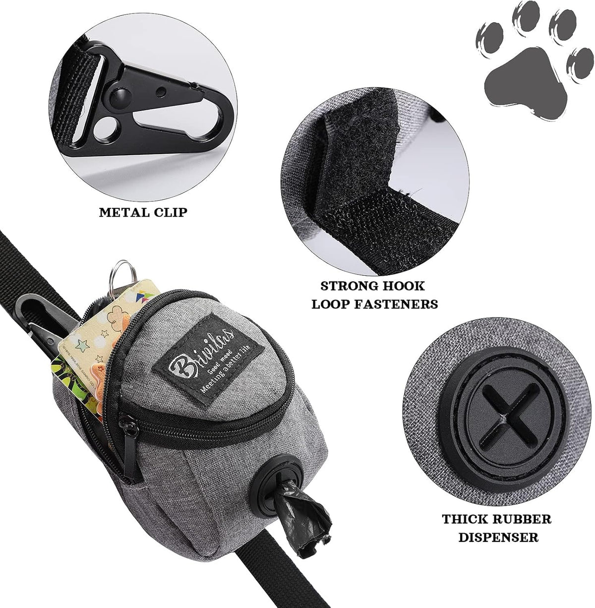 2 Pieces Dog Treat Pouch Pet Dog Poop Holder, Pink,Grey