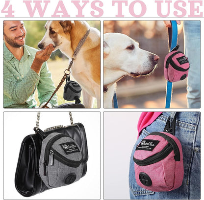 2 Pieces Dog Treat Pouch Pet Dog Poop Holder, Pink,Grey