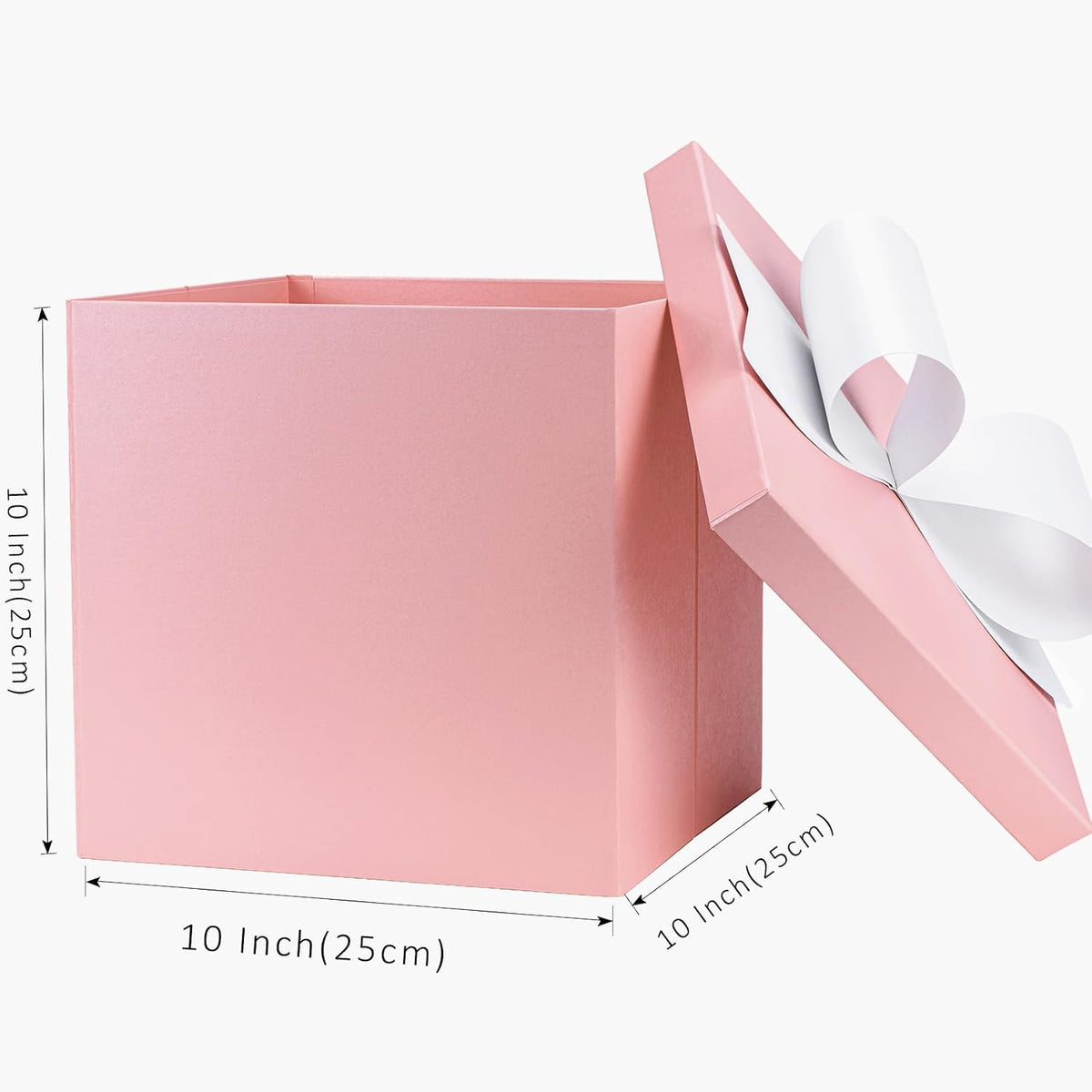 Large Pink Gift Boxes with Lids, 10x10x10 Inch Foldable Design