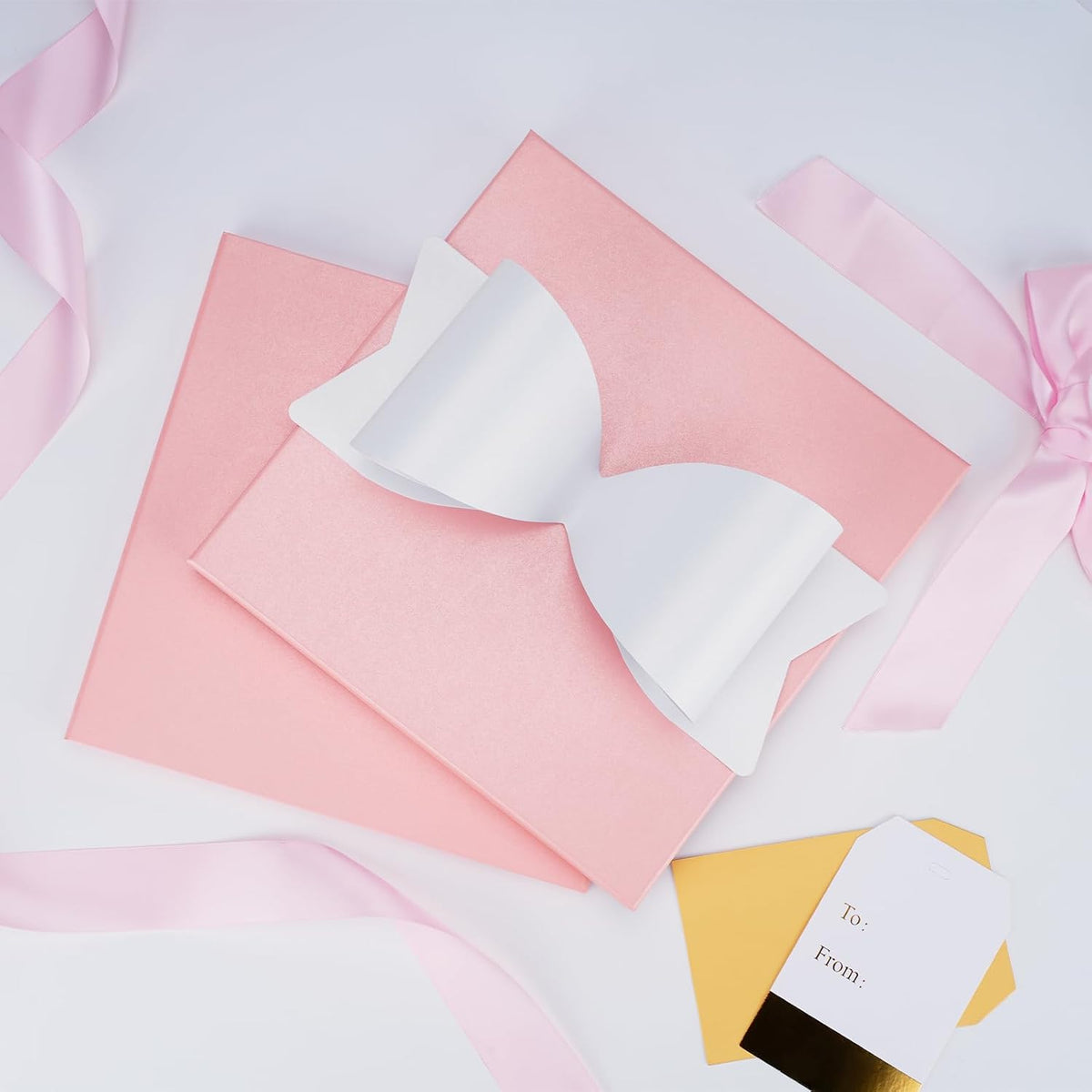 Large Pink Gift Boxes with Lids, 10x10x10 Inch Foldable Design