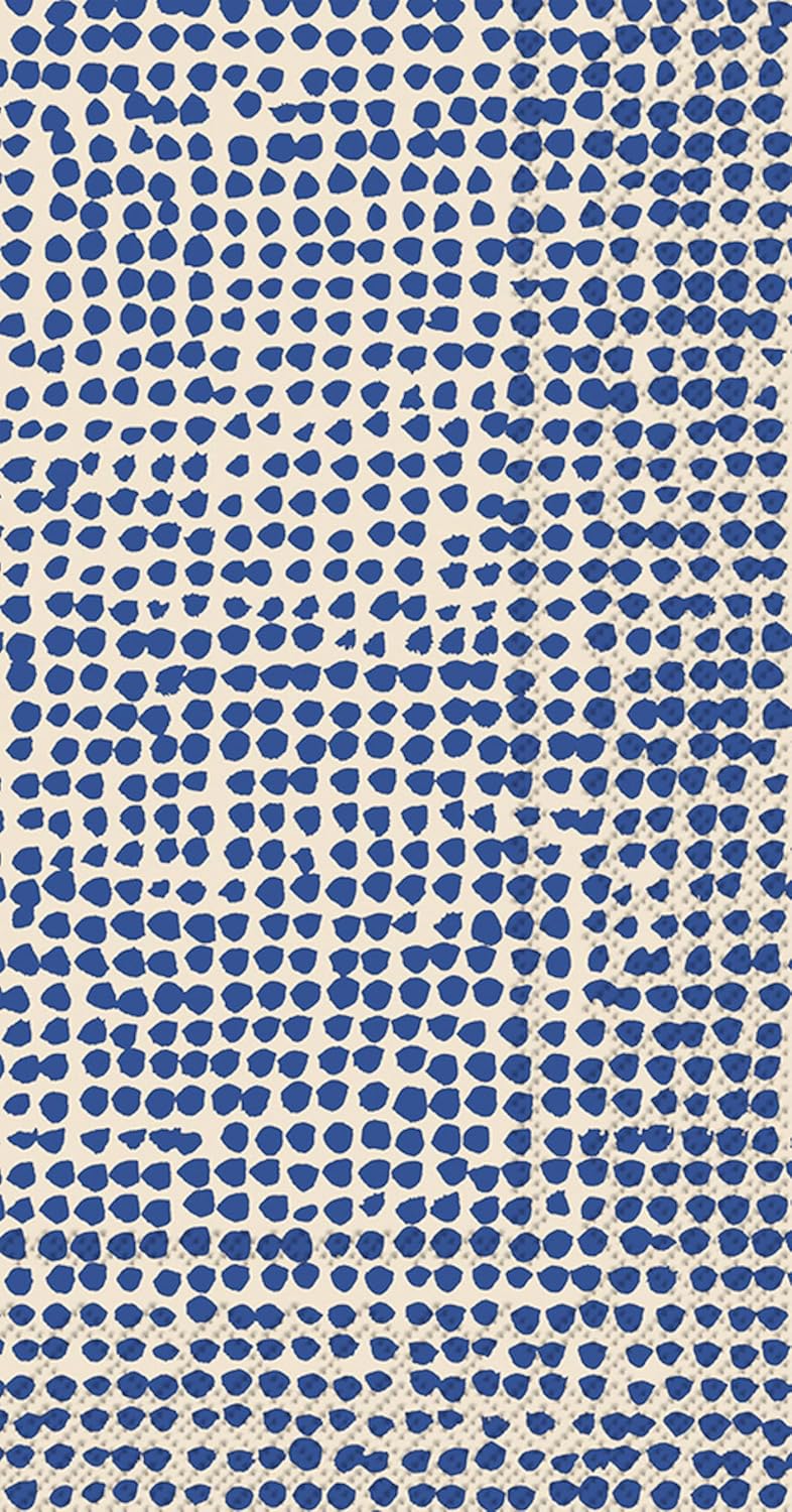 IHR Ideal Home Range Dinner Napkins Marimekko Disposable 3-Ply Paper Hand Towels, 8.5" x 4.5", Orkanen (Linen & Blue), 16-Count