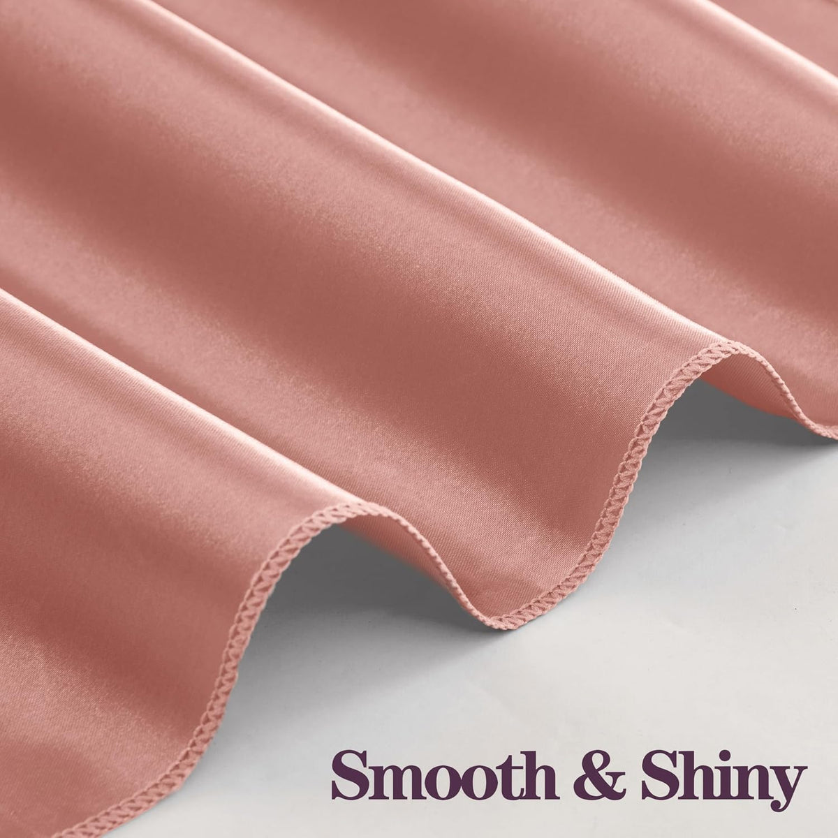 Rose Gold Satin Napkins and Napkin Rings Set of 50, 17 x 17 Inch