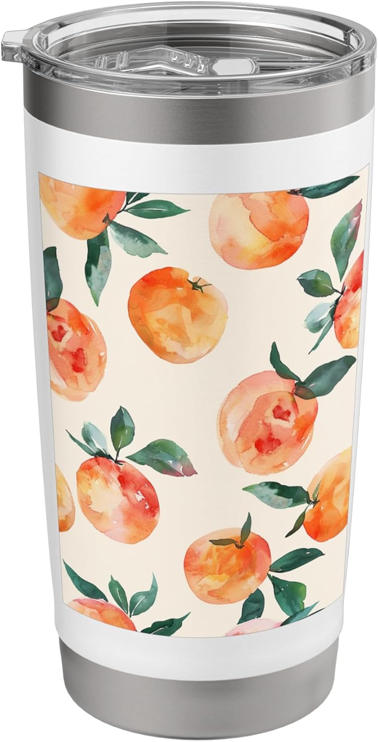 Peach Pattern Art Pastel Fruit Stainless Steel Insulated Tumbler
