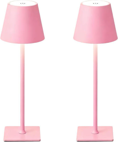Pink Rechargeable Table Lamp Set of 2,Cute Small Pink lamp for Girls Bedroom Accessories for Dorm Room Bedside Nightstand Shower Lamp,Cordless Desk Lamp Touch Lamp,Home Decor