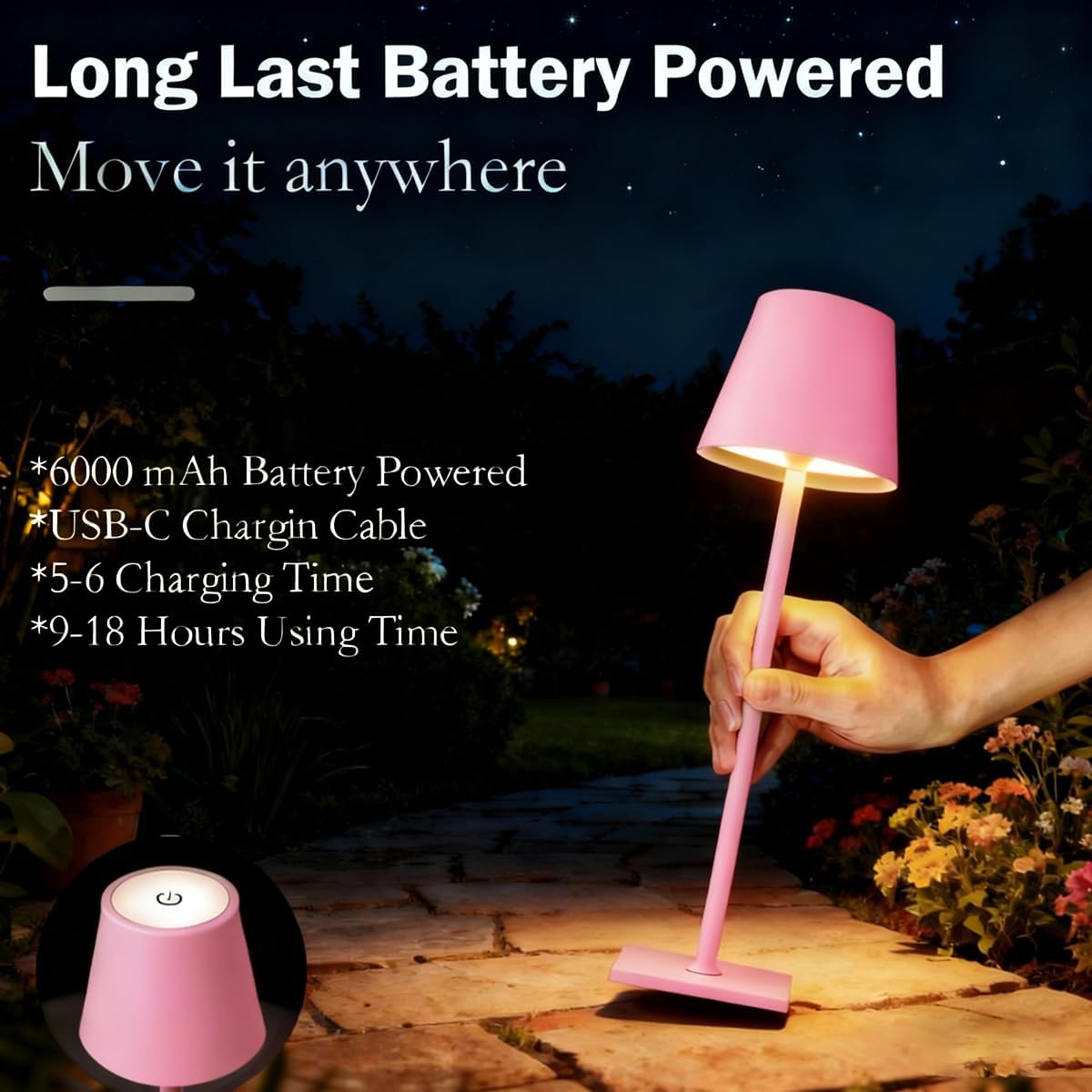 Pink Rechargeable Table Lamp Set of 2,Cute Small Pink lamp for Girls Bedroom Accessories for Dorm Room Bedside Nightstand Shower Lamp,Cordless Desk Lamp Touch Lamp,Home Decor