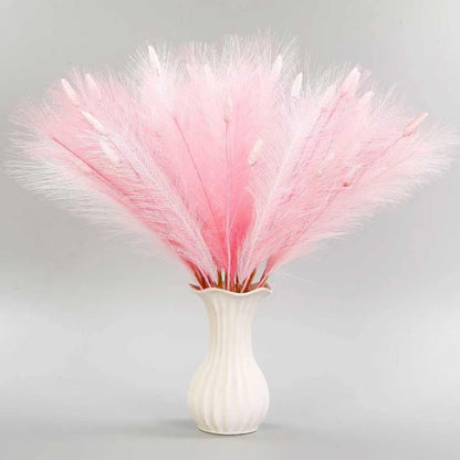 45PCS Pink Faux Pampas 23.6" Bulk with Tails for Vase Filer Decor