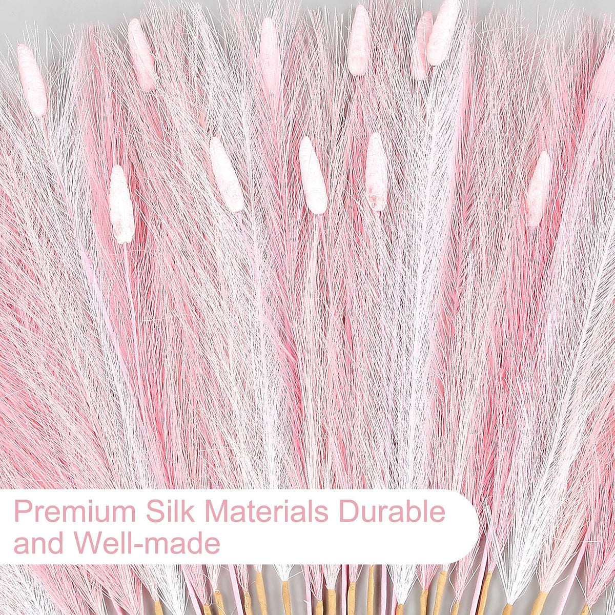 45PCS Pink Faux Pampas 23.6" Bulk with Tails for Vase Filer Decor