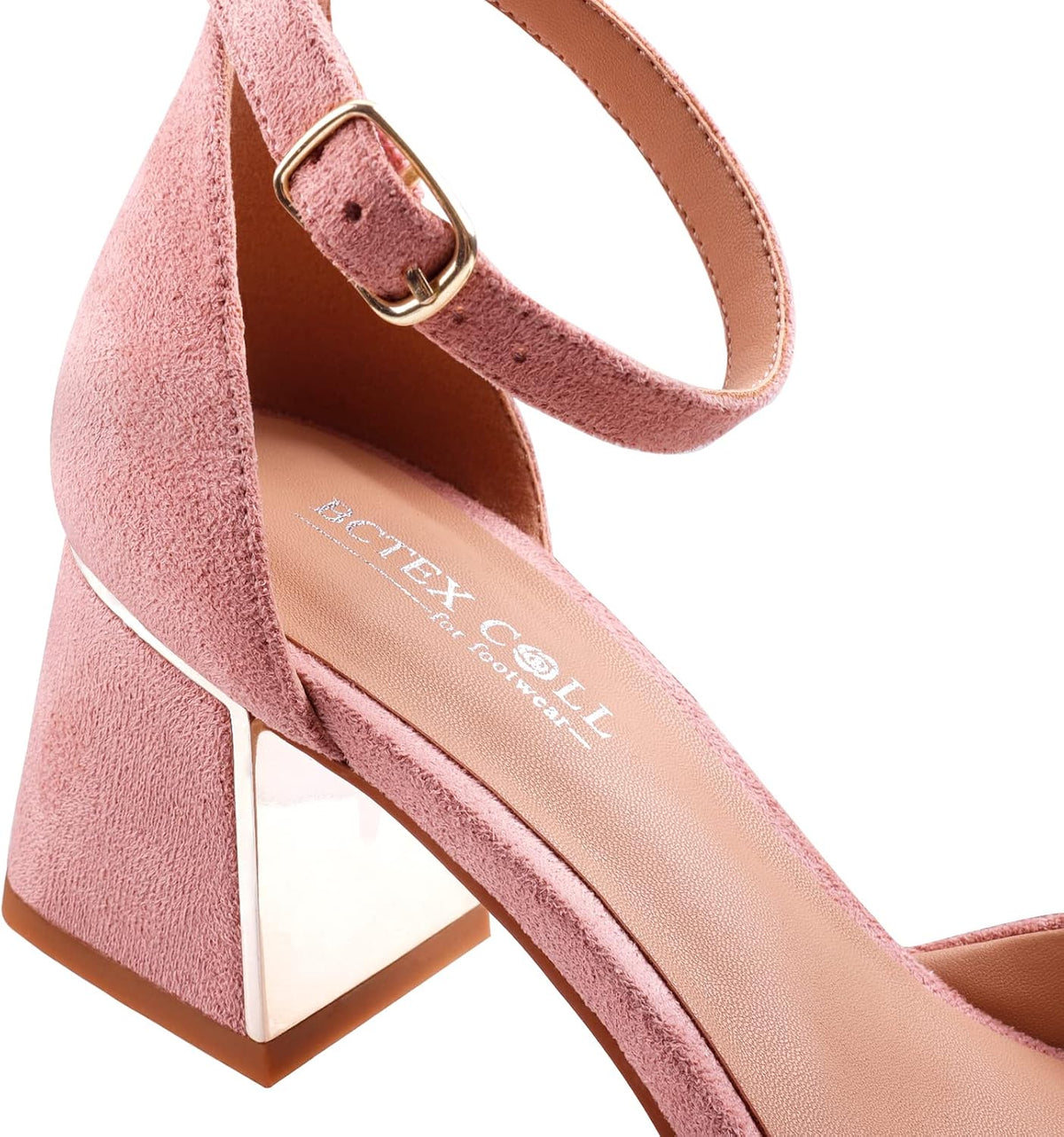 Womens Pointed Toe Pumps Shoes Ankle Strap Chunky Low Heels Metal Lined Sandals Designed for Women