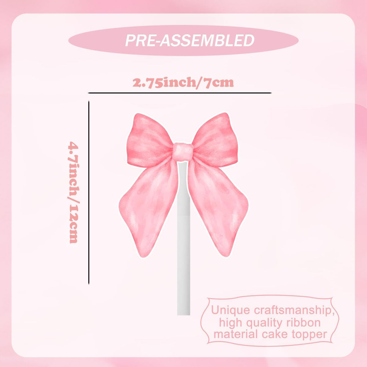 24PCS Coquette Bow Cupcake Toppers, Pink Bow Coquette Birthday Cake Decorations for Bachelorette Bridal Engagement Wedding Girl Baby Shower Bow Theme Party Decor