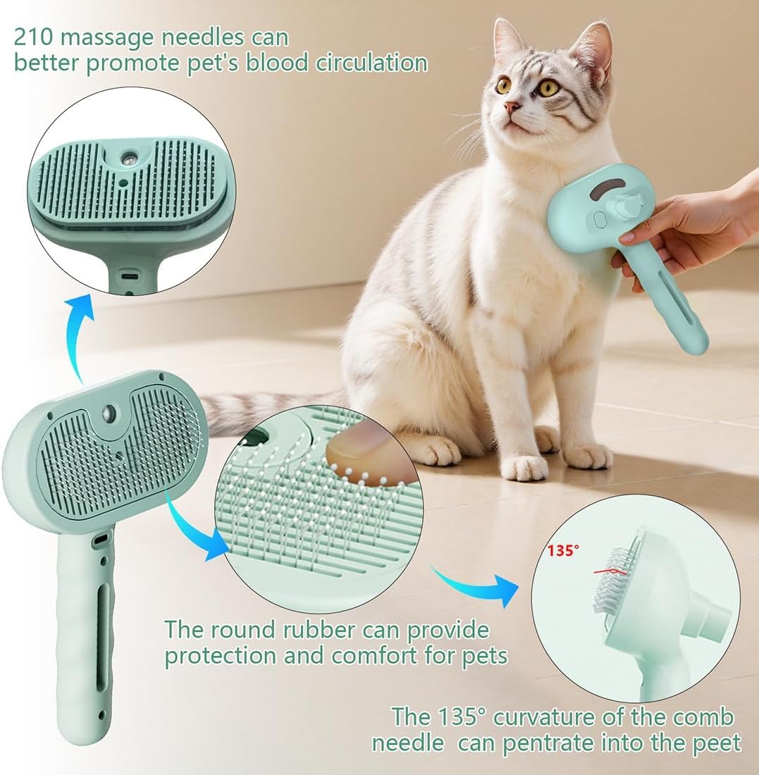 Pet Steam Brush for Dog and Cat, Pink
