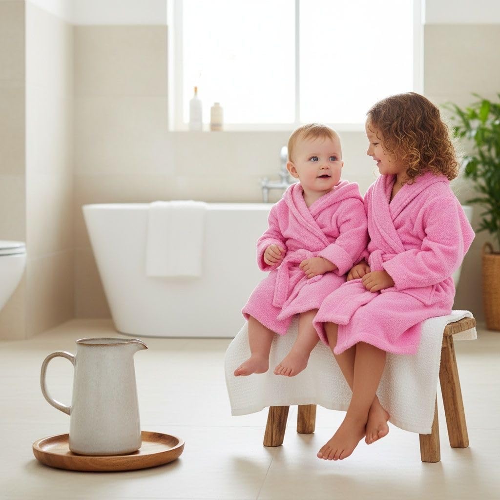 BAGNO MILANO Organic Turkish Cotton-Acrylic Boys Girls Hooded Bathrobe