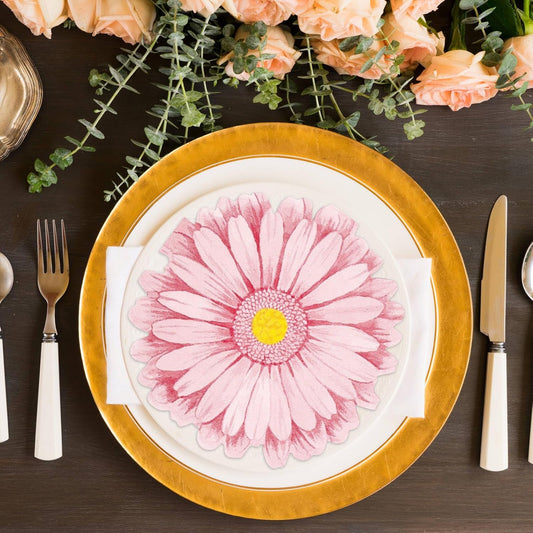 120Pcs Pink Flower Paper Napkins Decorative Disposable Lunch Dinner Floral Napkins Flower Shaped Wedding Napkins for Summer Bridal Baby Shower Birthday Cocktail Party Supplies (Pink, 120pcs)
