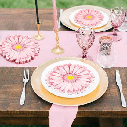 120Pcs Pink Flower Paper Napkins Decorative Disposable Lunch Dinner Floral Napkins Flower Shaped Wedding Napkins for Summer Bridal Baby Shower Birthday Cocktail Party Supplies (Pink, 120pcs)