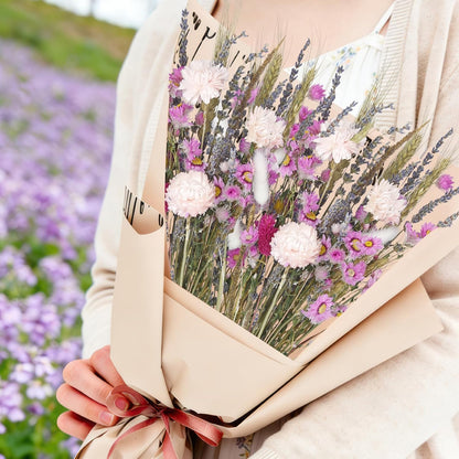 Dried Flowers Bouquet Dried Daisy Flower Natural Lavender Dry Flower Bunny Tails Pink Gerber Daisies Flowers Wheat Stalks Floral Stems Arrangements for Vase Table Centerpiece Decor Farmhouse