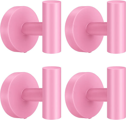 Screw Fixation Towel Hooks, Stainless Hanging Holder, Pink 4PCS