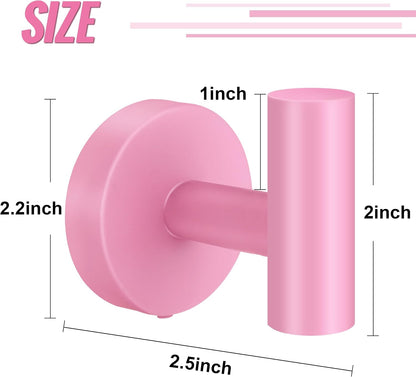 Screw Fixation Towel Hooks, Stainless Hanging Holder, Pink 4PCS