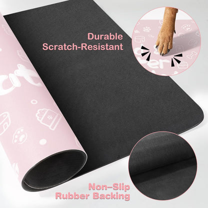 Pet Feeding Mat,Dog Cat Mat for Food and Water,Dog Bowl Waterproof Placemat with Rubber Backing,Absorbent Quick Dry Water Dispenser Mat for Pet（Pink 12"×18"）