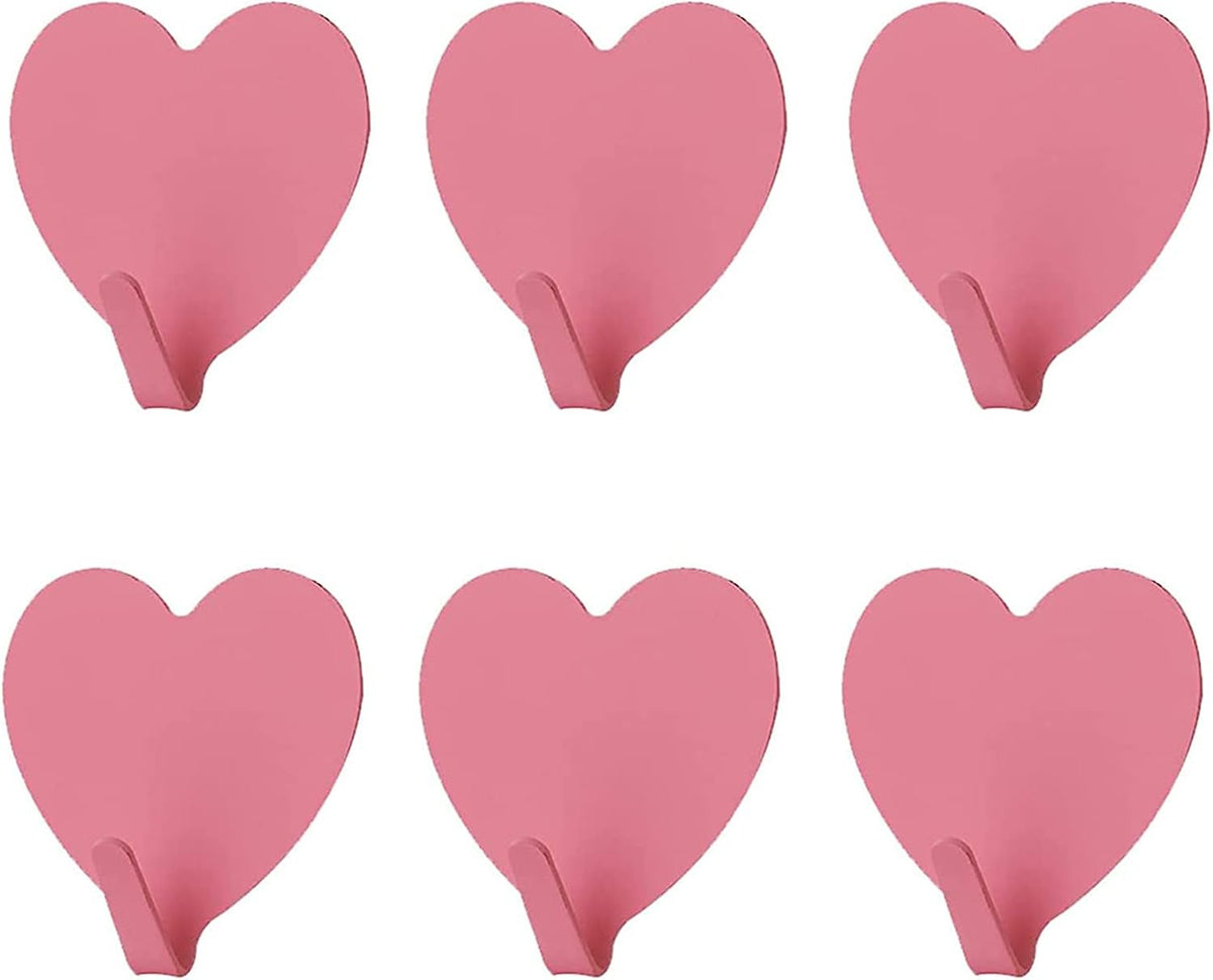6 Pack Heart Wall Hooks, Kawaii Room Decor Hooks