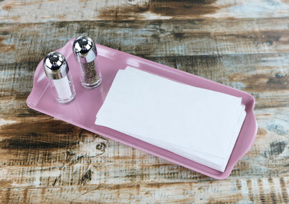 Calypso Basics 2pc Melamine Tray Set, Rectangular Serving/Ottoman Tray with Handles and Matching Small Tidbit Tray, Food Safe/BPA Free, Pink