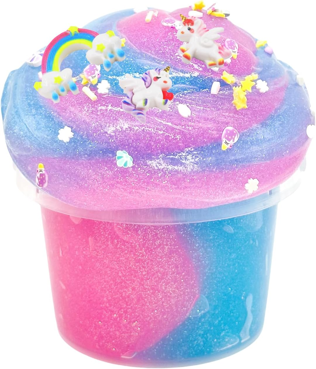 Big Bucket Premade Blue and Pink Galaxy Slime, Stretchy Non-Sticky, Sensory and Tactile Stimulation, Educational Game, Idea Stocking Stuffers Birthday Gifts Party Favors for Boys and Girls
