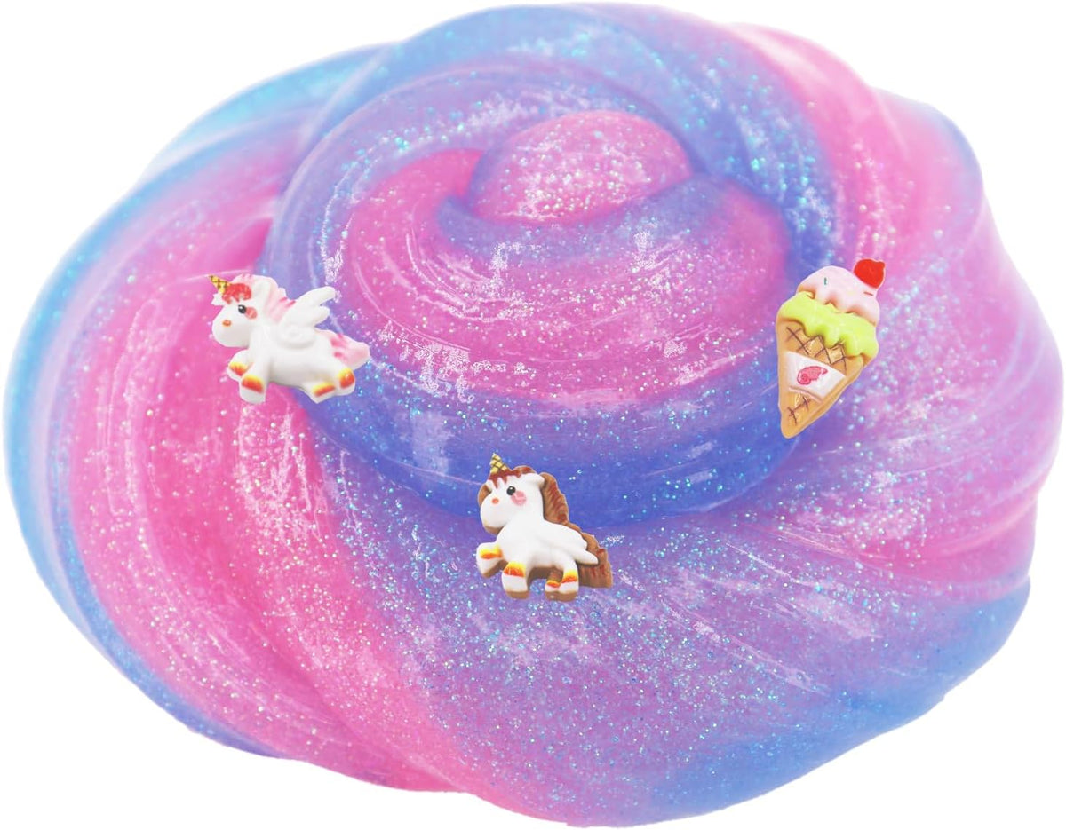 Big Bucket Premade Blue and Pink Galaxy Slime, Stretchy Non-Sticky, Sensory and Tactile Stimulation, Educational Game, Idea Stocking Stuffers Birthday Gifts Party Favors for Boys and Girls