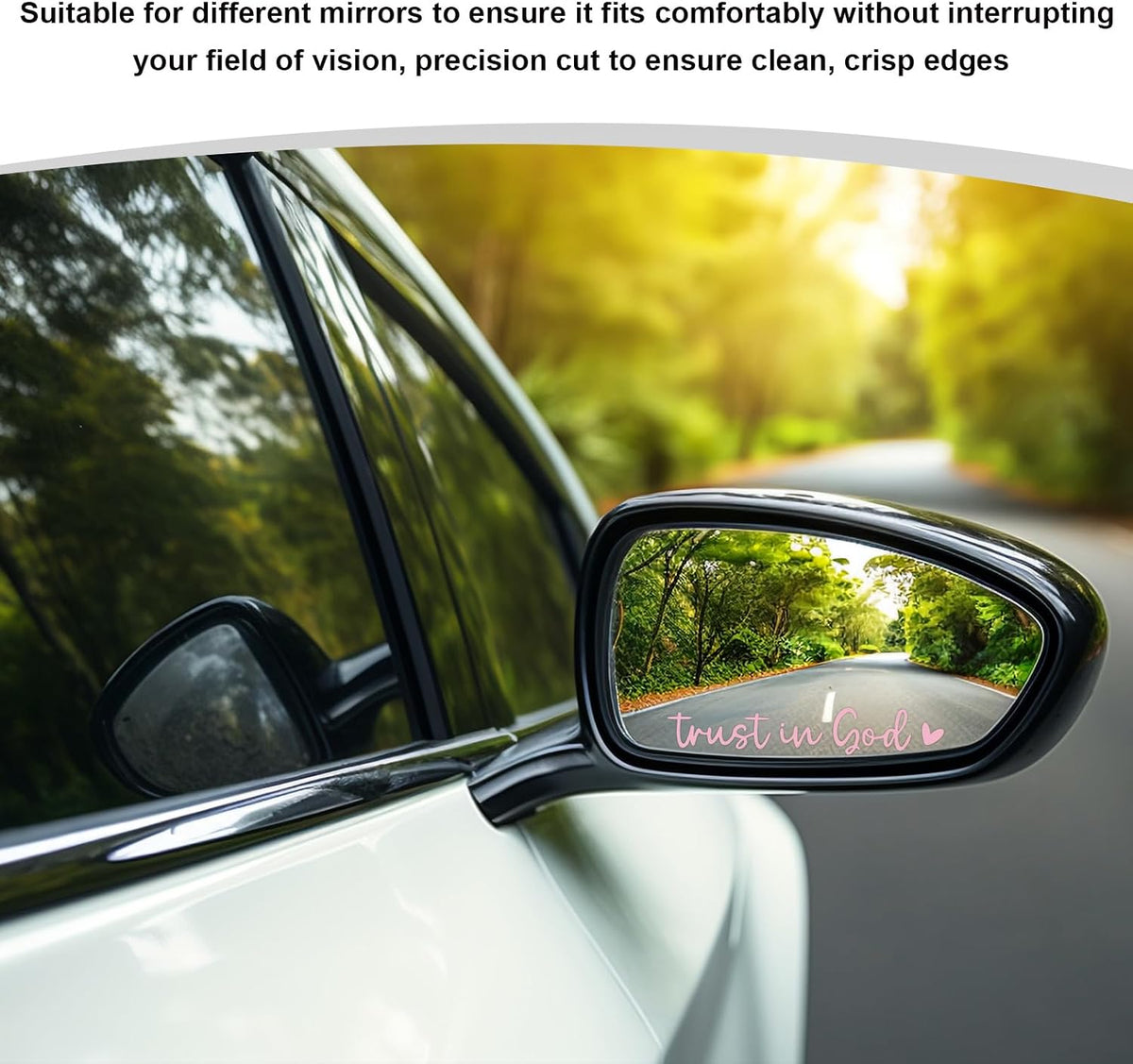 2 PCS Trust in God Rearview Mirror Decals, Automotive Vinyl Rear View Mirror Decorative Stickers, Waterproof Trust in God Stickers for Car Truck Laptop, Car Accessories (Pink)