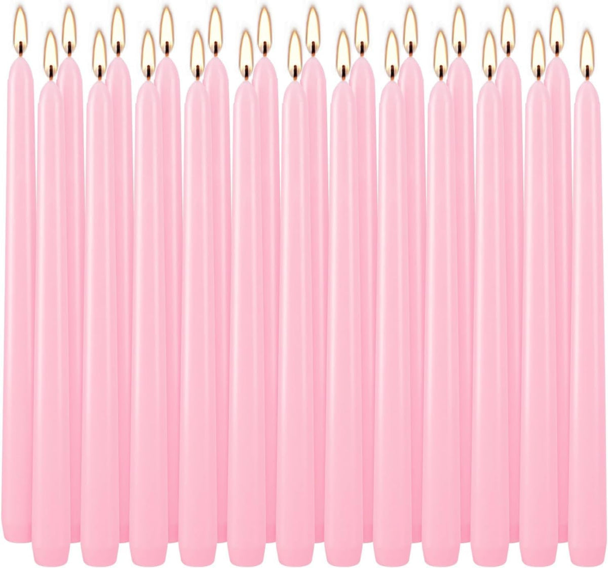 24 Pack Pink Taper Candles, 7-8 Hours Burn Time, Unscented, Smokeless and Dripless, 0.75 x 10 Inch Dinner Candle Set for Valentine's Day,Household, Wedding, Party and Home Décor Candlesticks