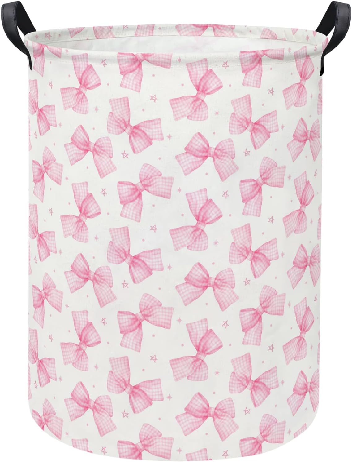 Baby Laundry Hamper kids laundry Basket Waterproof Storage Bin for Bedroom Clothes Organizer Basket Woodland Animals Room Décor(Pink Bowknot)