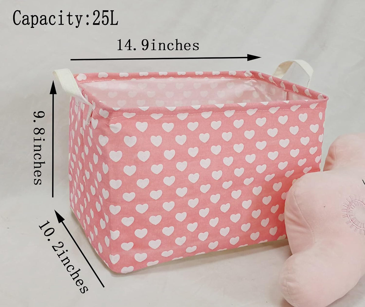 Girls Storage Basket Pink Valentine's Day Gifts Basket Waterproof Organizer Nursery Bins Toy Box for Organizing Home/Dorm/Kitchen/Pet/Office/Closet/Shelf/Room Decor