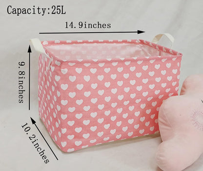 Girls Storage Basket Pink Valentine's Day Gifts Basket Waterproof Organizer Nursery Bins Toy Box for Organizing Home/Dorm/Kitchen/Pet/Office/Closet/Shelf/Room Decor
