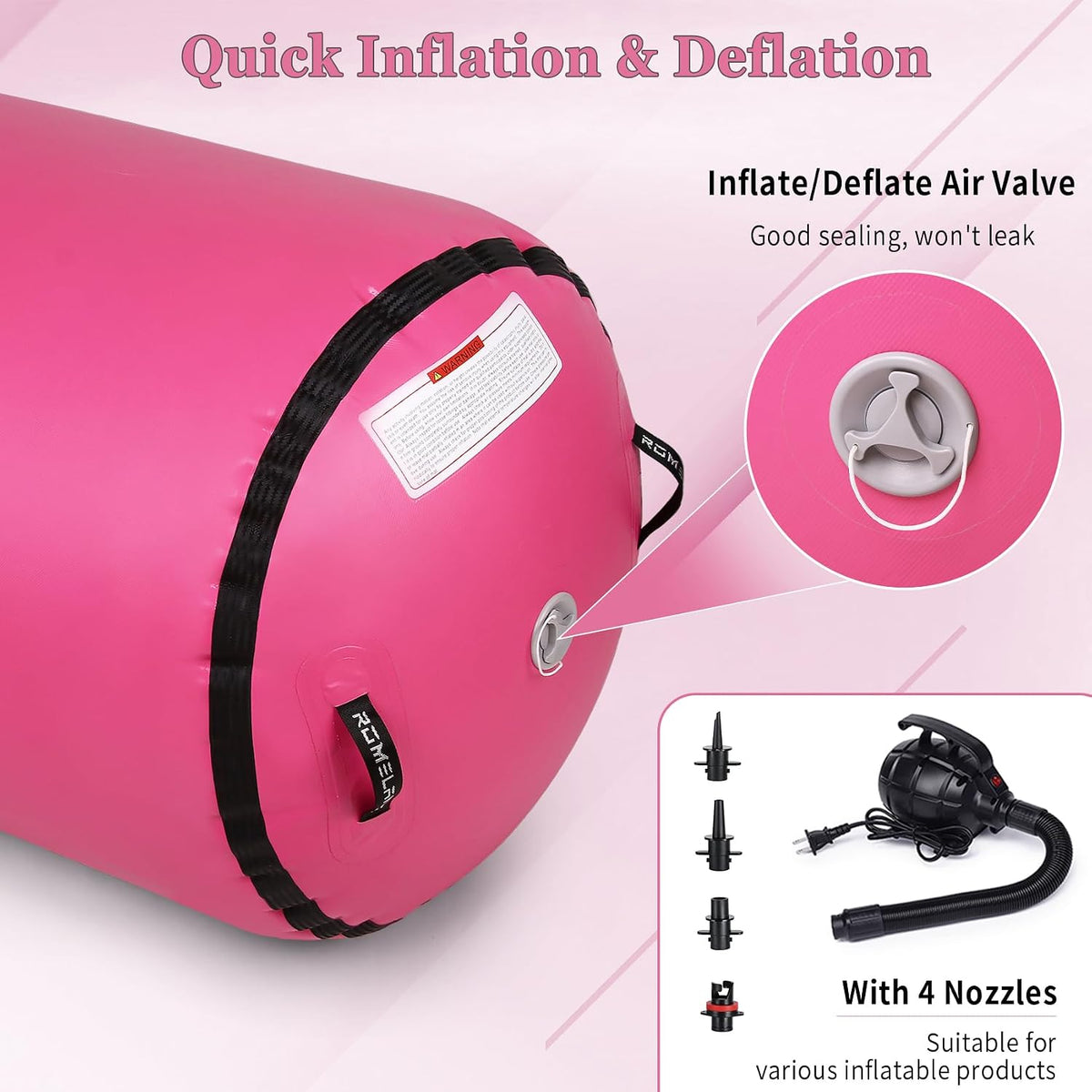 Air Roller Tumbling Barrel Back Somersault Backbend Trainer for Inflatable Gymnastics Springboard Cheerleading Equipment, with Electric Pump for Yoga Cheerleading Home Gym Use